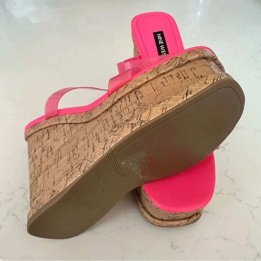 Nine West Rapps Platform Wedge Sandal In Pink Size: 6.5